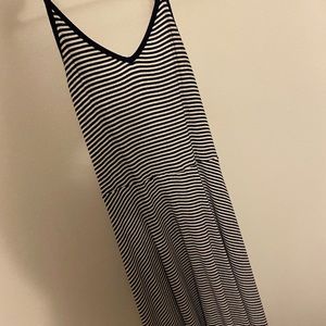 Blue and white striped dress